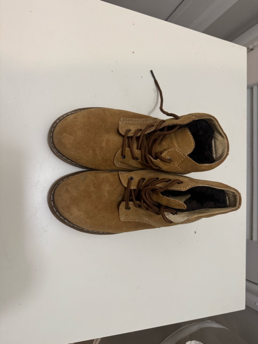Women's Tan Suede Lace-Up Ankle Booties